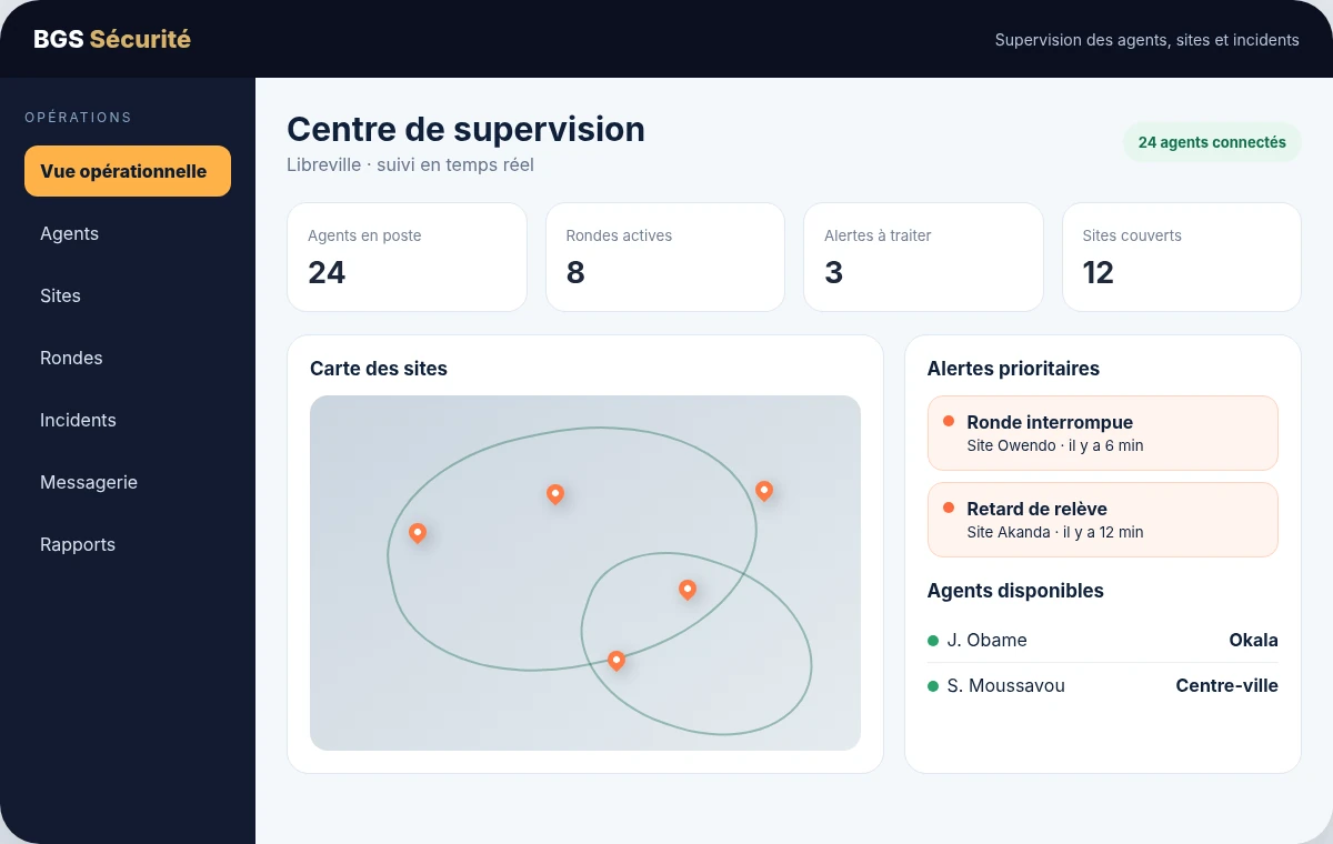 Interface de supervision d’agents de sécurité